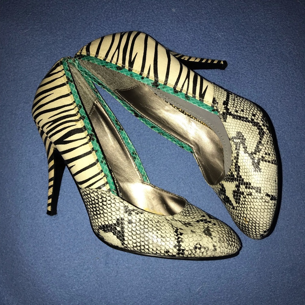 “Pink & Pepper” Zebra/Snake High Heel Size 8 1/2